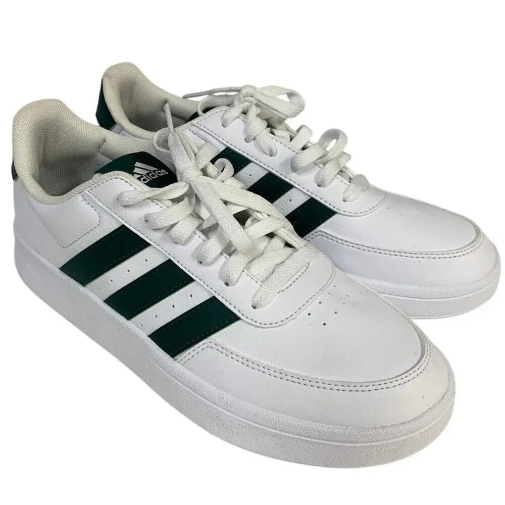 Adidas Mens Size 8 White Green Sneakers Lace Up Low Top Breaknet 2.0 Shoes